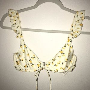 Lemon Ruffle Strap Bikini Top